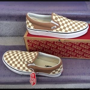 Vans tigers eye checker slip on shoe tan sneaker 9